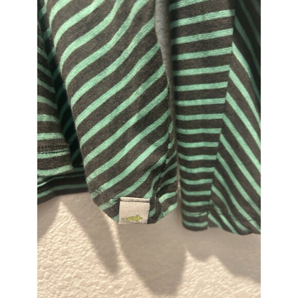 Toad And Co Horny Toad Striped VNeck Long Sleeve Shirt Large Green Black Cotton - Picture 6 of 9